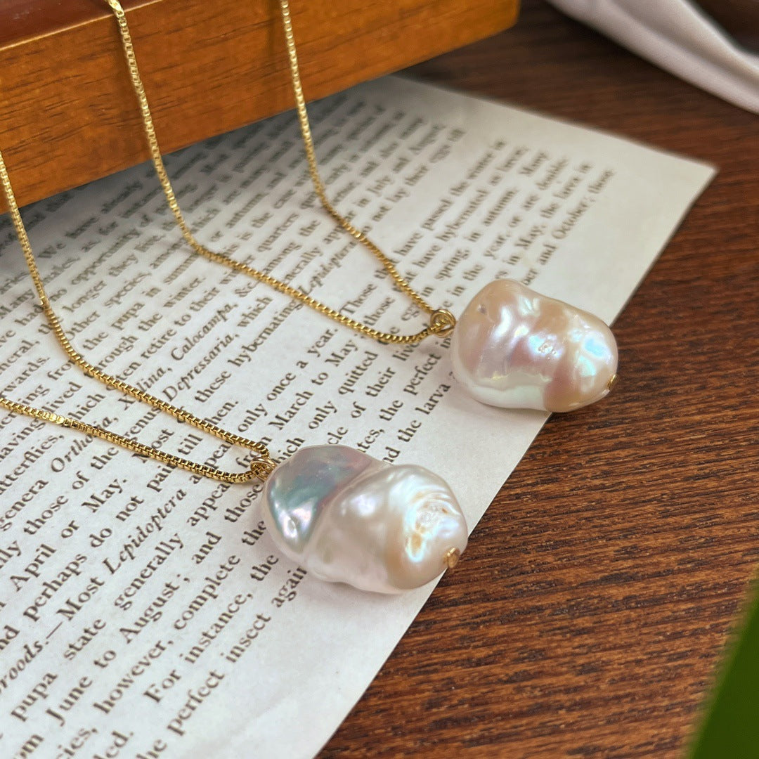 Natural Baroque Pearl Necklace - One-of-a-Kind Pendant, Birthday/Anniversary Gift for Her