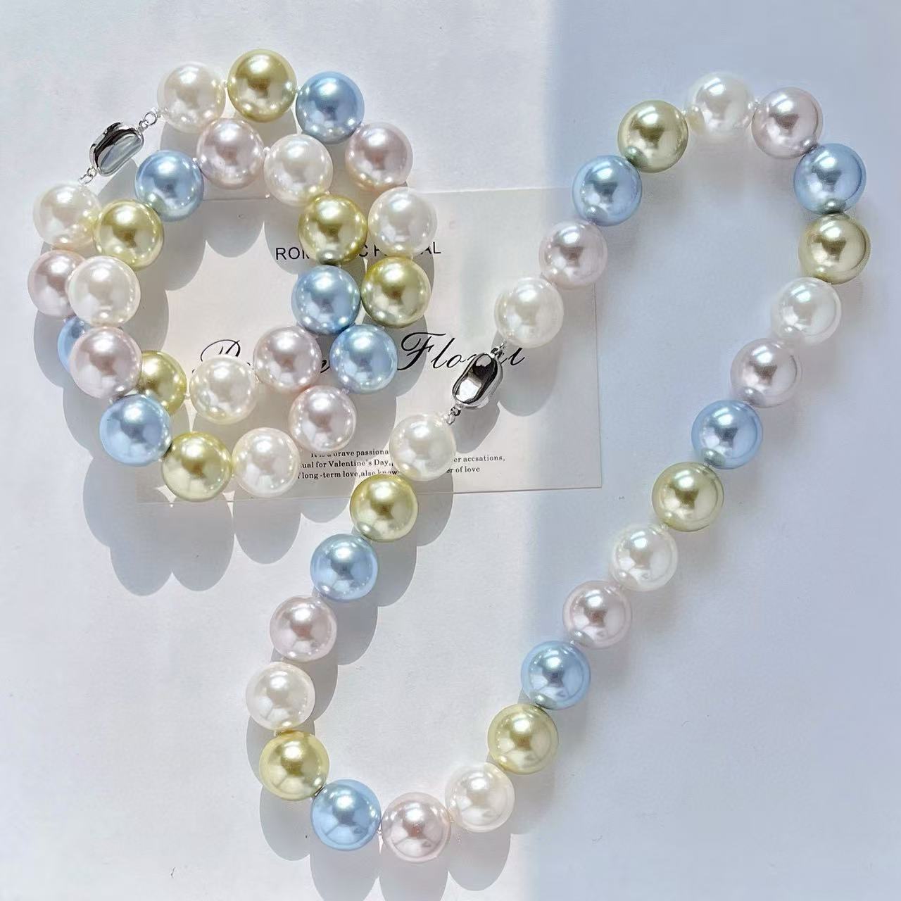 Spring - Ready 16mm High - Quality Large Round Macaron - Toned (White/Pink/Blue/Yellow - Green) Faux Crystal Pearl Choker