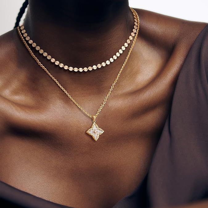 Four-Leaf Clover Pendant - 14K Gold Plated Chain, AAA Cubic Zirconia Stones, Hypoallergenic