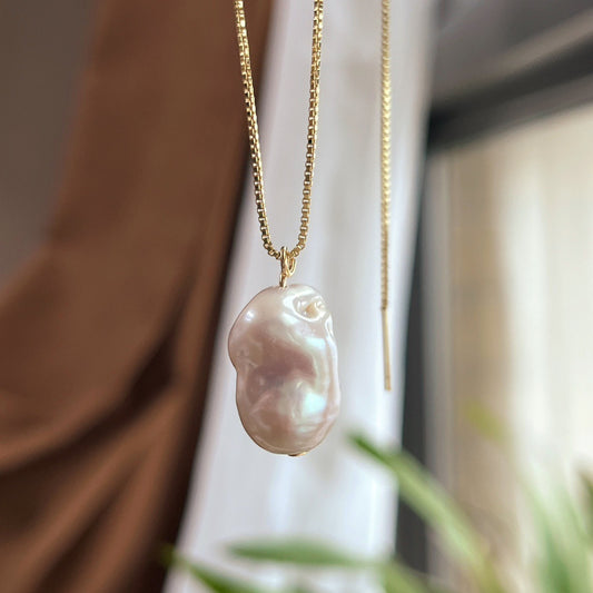 Natural Baroque Pearl Necklace - One-of-a-Kind Pendant, Birthday/Anniversary Gift for Her